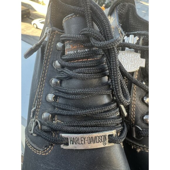 Vintage Harley-Davidson leather lace side zip lug sole boots sz 7 biker - Picture 9 of 16